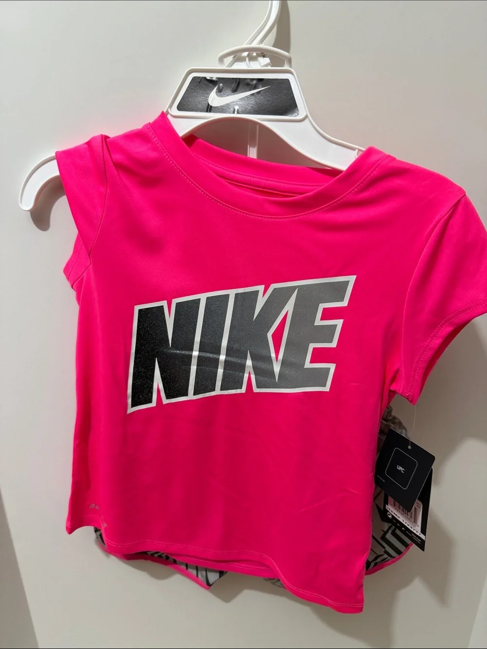Nike kids Hot Pink Logo Tee and shorts set